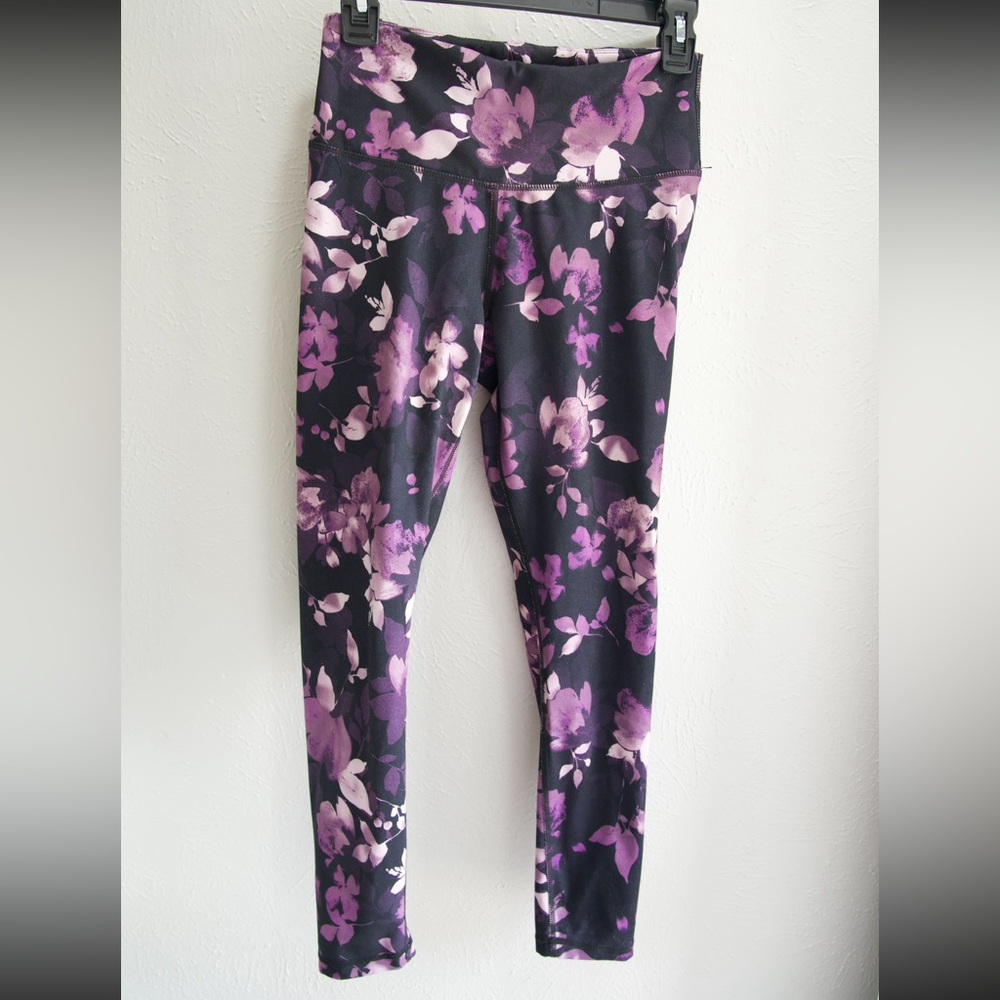 Danskin Black and Purple Floral Leggings